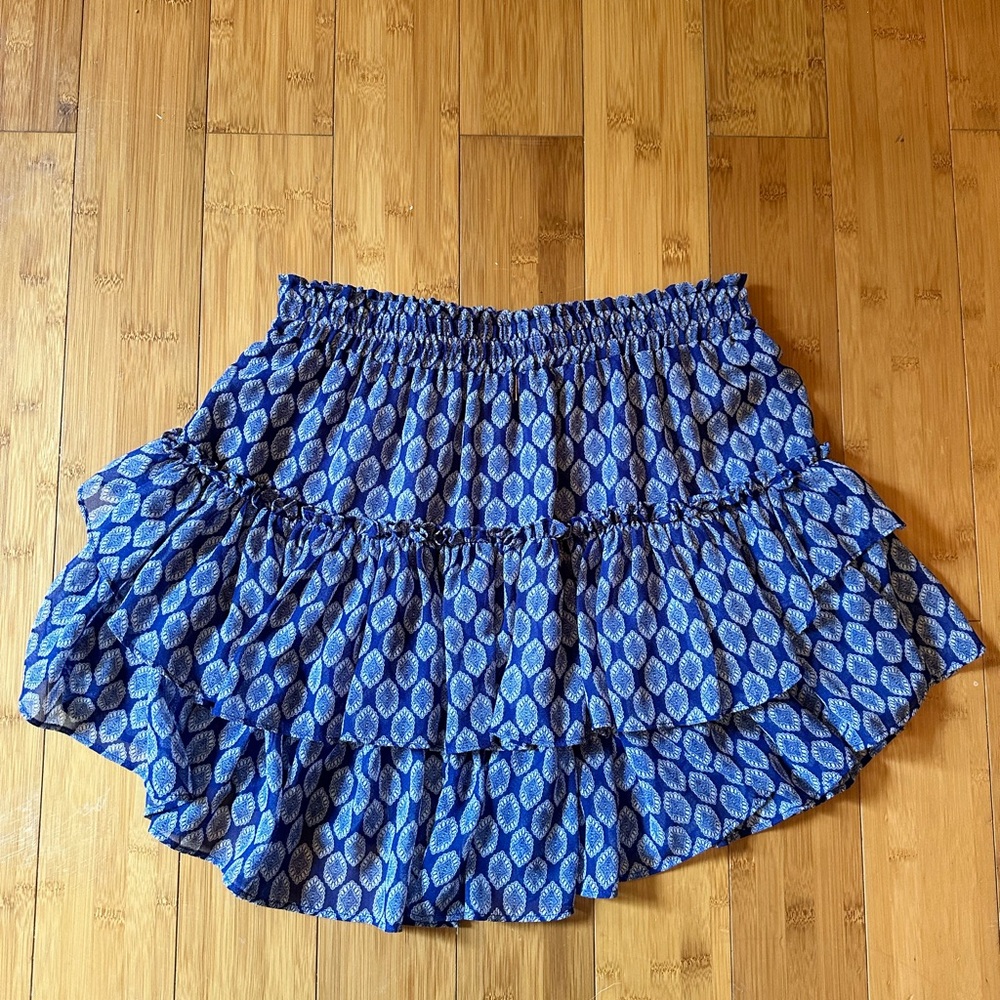 Misa Los Angeles blue patterned skirt